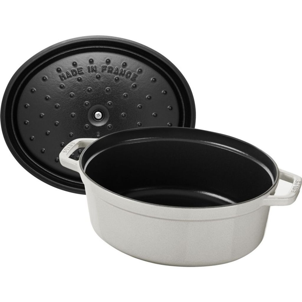 Cocotte en fonte ovale 33cm truffe blanche - Visuel 1